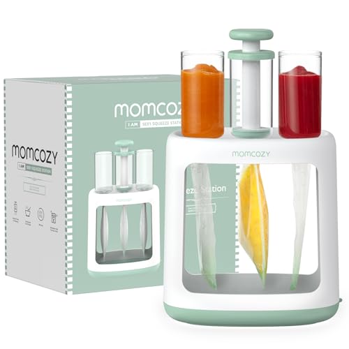 Momcozy Squeeze Station for Homemade Baby Food Pouch Filling Station for Puree Food for Babies&Toddlers No Food Splashing Dishwasher Safe BPA-Free with Reusable Bags