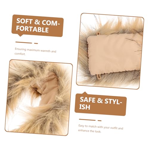 GALPADA Faux Fur Hood Trim Replacement Detachable for Coats Neck Warmer Brown2