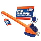 CitruSafe 3in1 Nylon Grill Brush with Scraper & Scrubber - Made in USA - Safe Grill Brush - Grill Brush Non Metal Bristles - BBQ Brushes for Grill Cleaner - Non Metal Grill Brush for Outdoor Grill