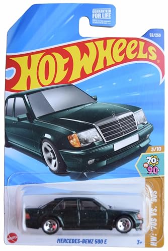 Hot Wheels Mercedes Benz 500 E a escala 1:64 verde miniatura 1