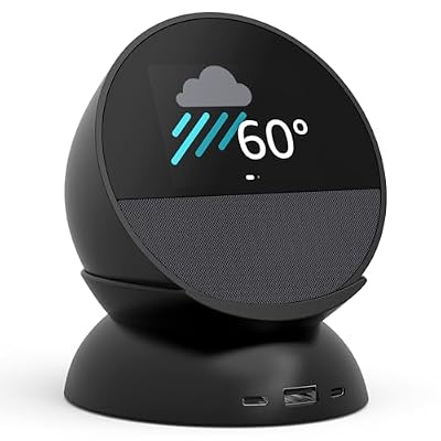 Echo Spot Bundle: Includes Echo Spot (2024 Release) | Black & Made for Amazon Stand with USB-C and USB-A Charging Ports | Black