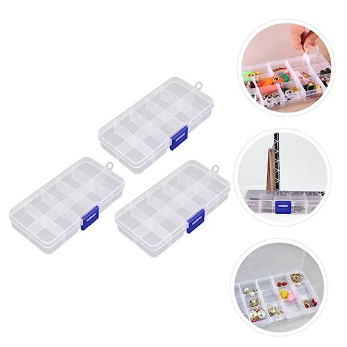 Boîte à bijoux transparente en plastique avec 10 compartiments pour rangement