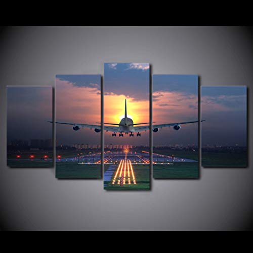 RDCHY Impression sur Toile Avion Tableau Peinture sur Toile Moderne pour Salon Appartement Chambre Décoration, 5 Pieces/sans Cadre