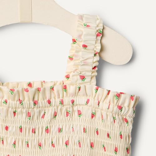 Amazon Essentials x Sofia Grainge Baby Girls' Cotton Woven Sleeveless Romper with Ruffle Detail, Bright Pink Little Strawberries, 24 Months - image 4