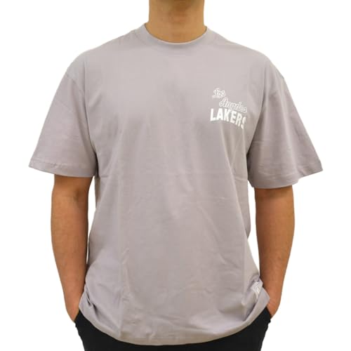 Vestibilità oversize Mitchell & Ness NBA Elite Neutrals Oversized T-Shirt Los Angeles Lakers Light Purple, Lilla, L
