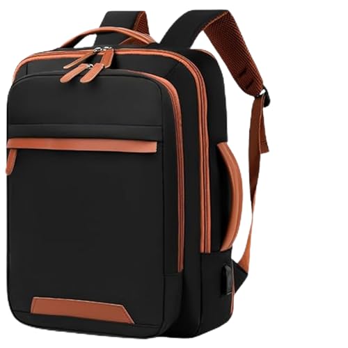 Mochila Viagem Avião Expansível Nylon Impermeável Resistente Grande Capacidade Mala de Bordo Cabine Bagagem de Mão USB Multifuncional Notebook 15,6' - Preto