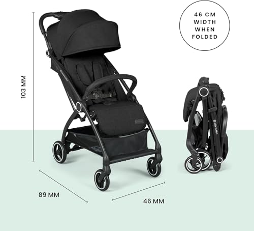 Ickle Bubba Aries Autofold Stroller - Feather-Light Design, Multi-Position Recline, and Handy Auto-Fold Mechanism, Large Seat from Birth to 22kg, UPF 50+ Hood, and Spacious Basket (Black) - Image 4