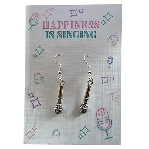 Microphone Earrings - perfect gift for a singer or music lover silver tone dangle earrings