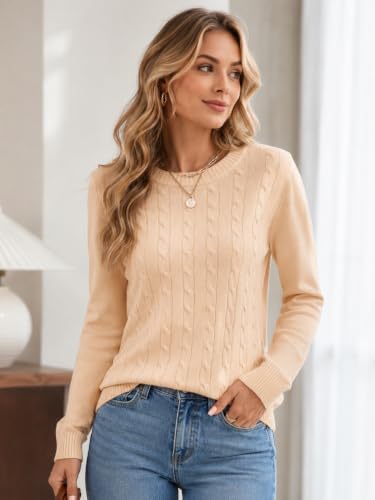 Image of Rapbin Women's Contrast Trim Knit Sweater Long Sleeve Crew Neck Pullover | Color Block Soft Lightweight Regual fit,Business Casual Work,Fashion Versatile Fall Spring Outfits,Winter Layer Clothing