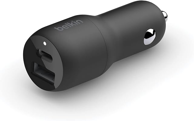 Belkin 37W Dual Port Fast Car Charger, USB Type C 25W PPS Port and USB A 12W Port for Galaxy S22, Ultra, 5G, Plus, Note 20, iPhone 14/14 Plus, 13, 12, Pro, Max, Mini and More