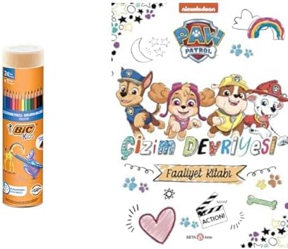 BIC Kids Evolution 25'li Kuru Boya Kalemi ve Paw Patrol Çizim Devriyesi Boyama Kitabı