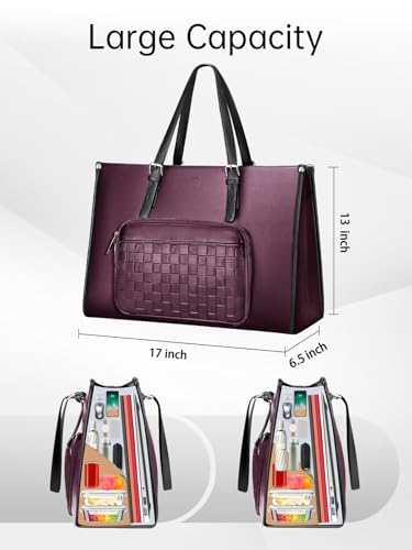 MATEIN Laptop Handbags for Women with Lunch Box Pocket, 17 Inch Large Leather Work Purse, Elegant Zippered Tote Bag, Waterproof & Lightweight Shoulder Bag with Multi-compartment for Office & Travel — view 4