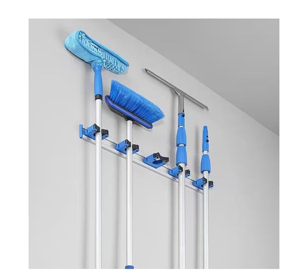 Wall Mount Tool Organizer, 28.25 inch Aluminum Storage Unit with 5 Adjustable Brackets