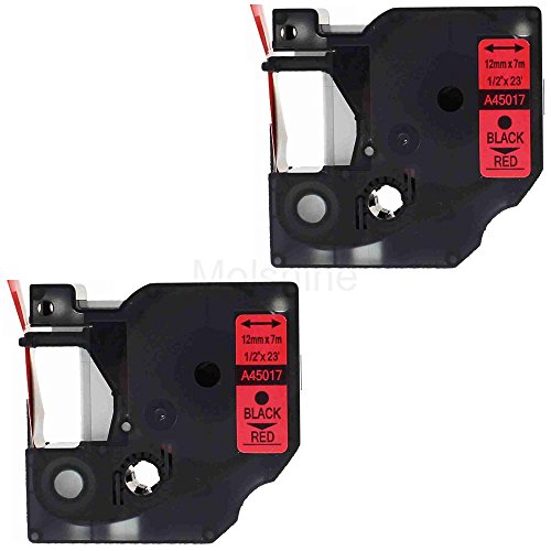 Molshine Replacement for DYMO Rhino Industrial Heat Shrink Tube Labels, Heat Shrink Tubing (1/2" 2PACK, Black on Yellow)