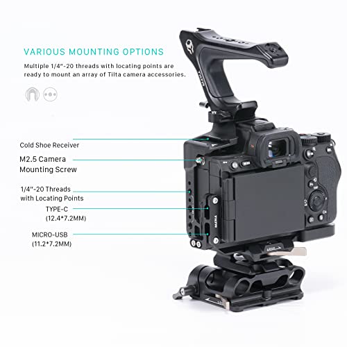 Tilta Half Camera Cage a7R V Pro Kit with Top Handle,LWS Baseplate Adapter,NATO Rail Attachment - Black TA-T46-B-B - Image 3