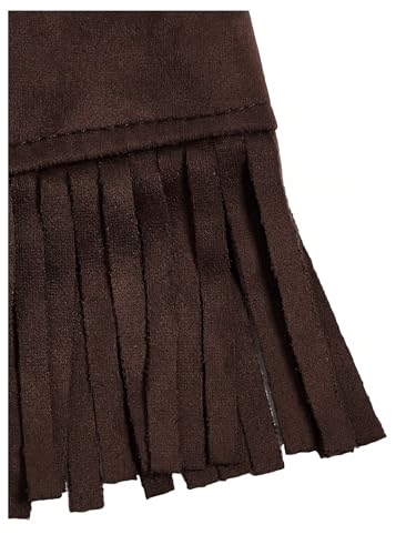 Image of Verdusa Girl's Faux Suede Tassel Vest 70s Hippie Cardigan Cowgirl Fringe Jacket