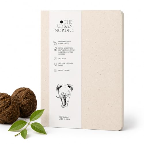 Image of Elephant Dung Paper Notebook A5 | Unique Eco-Friendly Journal for Gifting & Creative Writing | Recycled Paper Pages | Softcover Notebook