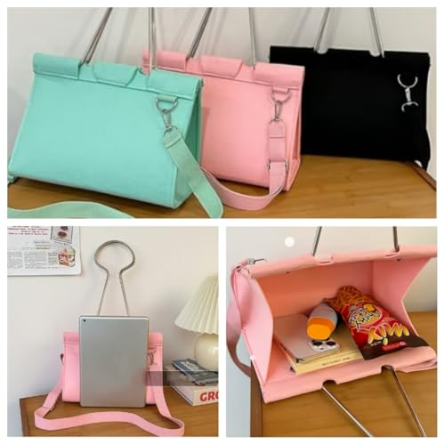 Bolso Tote de Fieltro con Forma de Clip para Mujer miniatura 3