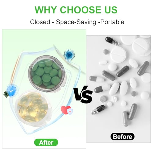 Image of Small Pill Case,8 Pack Round Pill Storage Boxes,Portable Tiny Pill Organizer Container for Pocket Purse,Compact Medicine Caddy Dispenser for Caping, Trip, Travel - Black + White