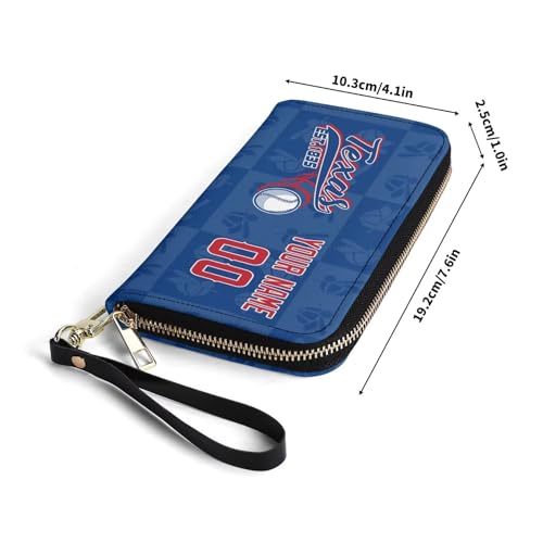 Custom Sports Team Player of Purse Zip Organizer Wallet-Personalized PU Leather Wallet,with Name Number,Fan Gift for Men Women.4