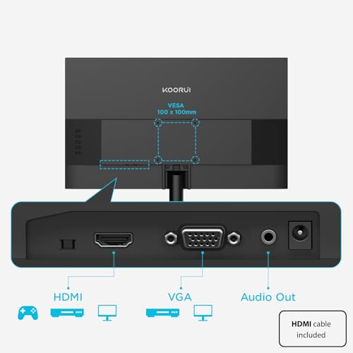 KOORUI 24 inch Computer Monitor FHD 100Hz VA HDMI VGA Audio Out - image 9