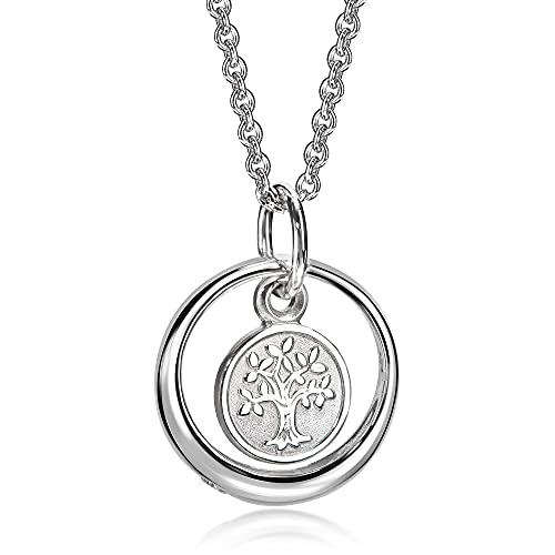 Xaana Taufkette Taufring mit Zirkonia und Lebensbaum/Baum des Lebens -Einhänger inkl. Kette 36/38 cm 925er Sterlingsilber rhodiniert AMZ0492