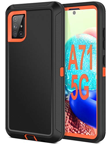 Jelanry for Samsung A71 5G Case Heavy Duty Protective Shell [Not for A71 5G UW SM-716V] Shockproof Sports Anti-scratches Cover Non-slip Bumper Hybrid Phone Case for Samsung Galaxy A71 5G, Black/Orange
