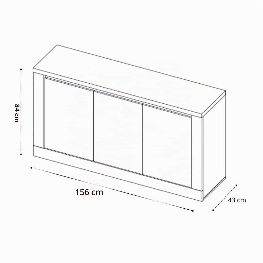 REDÒKASA Madia 3 ante Bianco/Cadiz Linea ISCHIA L 156 x H 84 x P 43, realizzato in legno 100% MADE IN ITALY, design moderno per cucina, sala da pranzo, soggiorno (Bianco/Cadiz)