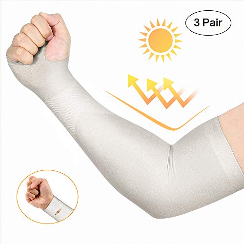 3 Pairs Long Cooling Arm Sleeves UV Sun Protection For Men Woman Kids