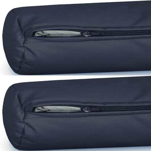 2PCS Outdoor Neck Roll Pillow Cover Waterproof Case Only - Cervical Pillow Covers with Zipper Cylinder Soft Bolster Pillow Cases