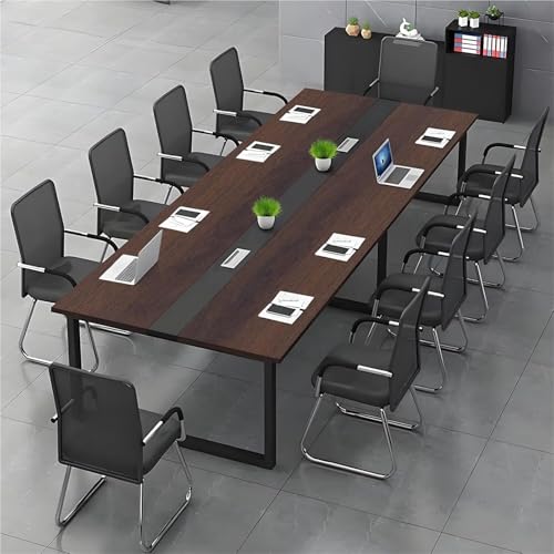 Großer Besprechungstisch mit Kabelkanal, großer Konferenztisch for viele Personen, schwarzes Metallâ€¦ – Miniatur