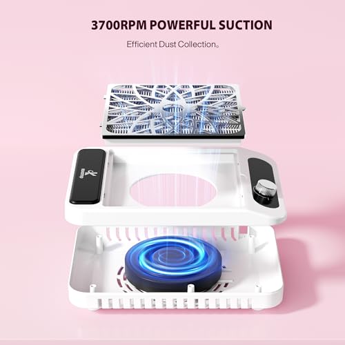 Nail Dust Collector for Nail Techs,Compact & Quiet Vacuum Fan Dust Collector with Reusable Filter, Powerful Dust Suction Machine,Nail Tech Must Haves for Gel Polish,Pedicures,Salon & Home Use by Kouzitop - Image 5