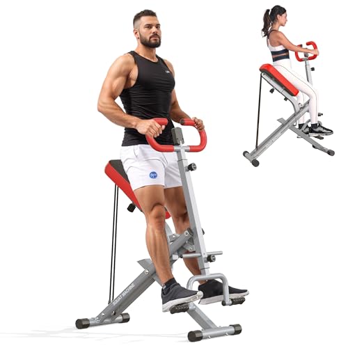 Image of SogesHome Squat Machines Rowing Machine for Home, Foldable & Full Body Exercise Workout Equipment with Adjustable Resistance Bands for Women, Row and Ride Squat Machine for Glutes and Abs, 330 LBS