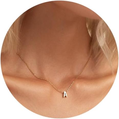 Tiny Initial Necklace 18K Gold Plated Small Letter Necklace Personalized Name Necklace for Women