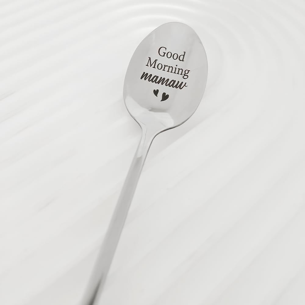 Mamaw Grandma Gifts from Grandkids Grandchildren Good Morning Mamaw Spoon for Grandmother Granny Grandmom Mothers Day Birthday Gifts for Grandmama Mamaw Coffee Tea Spoons Gift