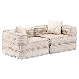 Colore: beige vidaXL Divano Letto Modulare a 2 Posti Comodo Ampio Robusto Resistente Durevole Solido Arredo Camera Mobile Imbottito Decorativo Beige in Tessuto