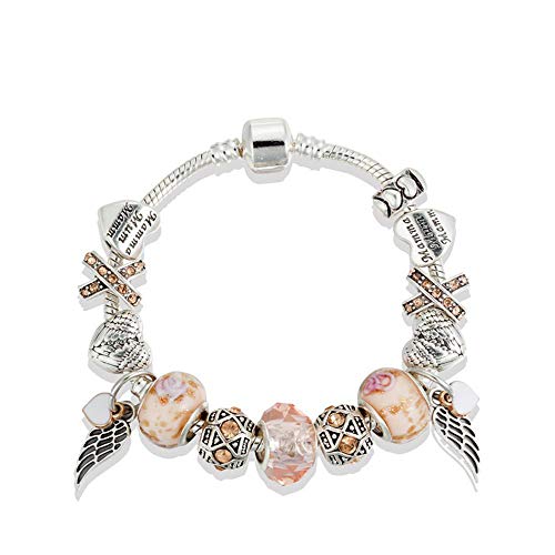 WENEWU Pulsera,Colgante Mariposa Cristal Granos Cromado Piedras Preciosas Color preserva