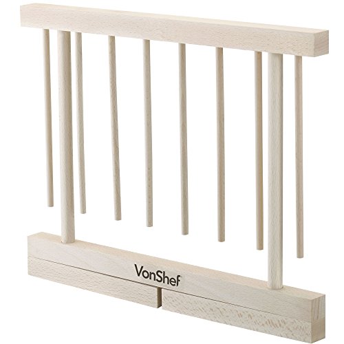 VonShef Pasta Drying Rack, Collapsible Wooden Noodle Stand for Homemade Spaghetti, Fresh Pasta Drying Tree, Beech Frame with Eight Large Foldable Arms