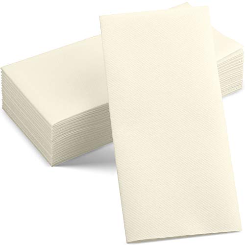 50-Pack Disposable Linen-Feel Champagne Napkins 12 x 17 Cloth-Like Paper Dinner Napkins For Wedding Bathroom Party Or Event