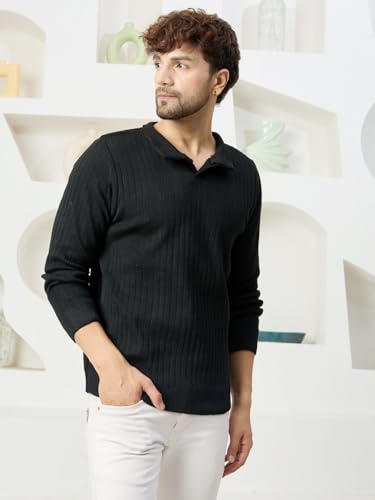 Image of Kvetoo Full Sleeve Winter Wear Woolen Collar Polo Sweater for Men