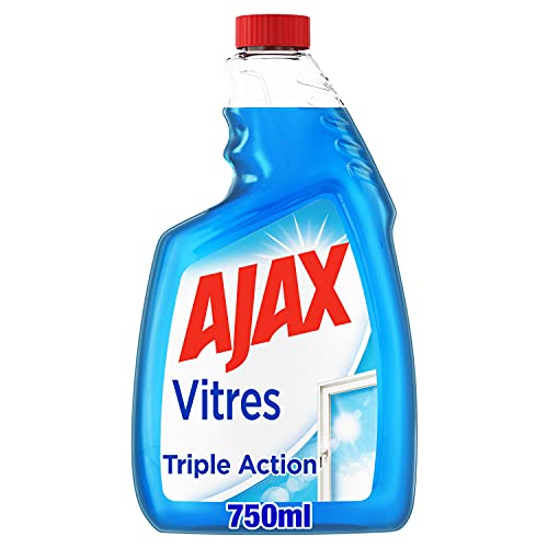 AJAX - Produit Nettoyant Vitres Ajax Triple Action Spray - Pour des Vitres 100 % Sans Traces - Formule 3 en 1 - Recharge pour Flacon Spray 750 ml Cover