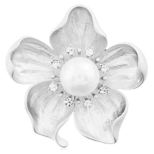 Image of Fashion Rhinestone Flower Brooches Pins Cute Pearl Crystal Floral Lapel Pin Brooch Costume Decorate Jewelry for Women Gril Gift