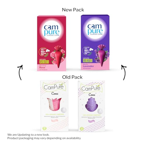 Image of CamPure Camphor Cone (1 Rose + 1 Lavender) Pack Of 2-100% Organic | Air Freshener For Car, Wardrobe, Office Cabin's, Drawers, Travel Bag & Bathroom