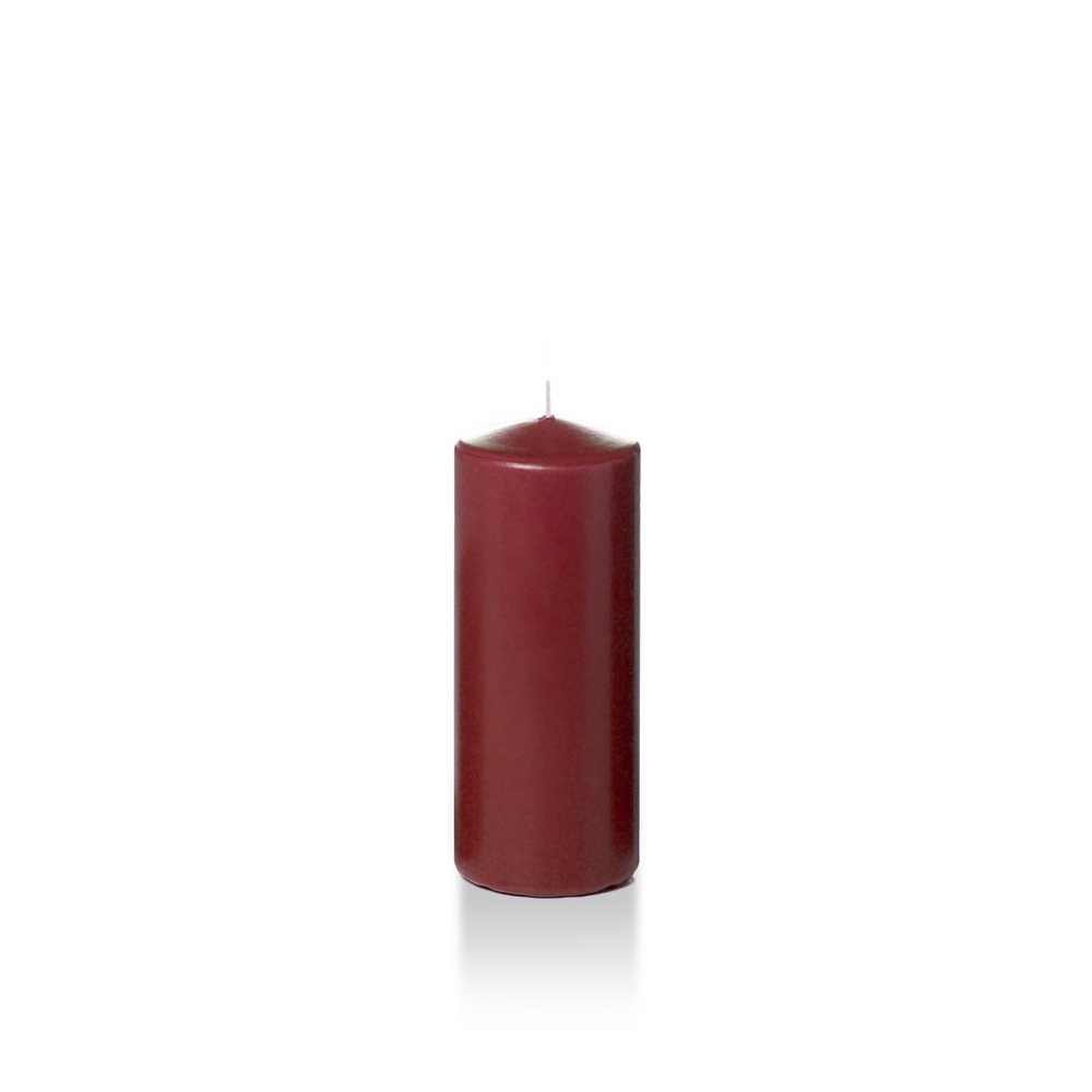 2.25" x 5" Burgundy Slim Round Pillar Candles - 4 per Pack
