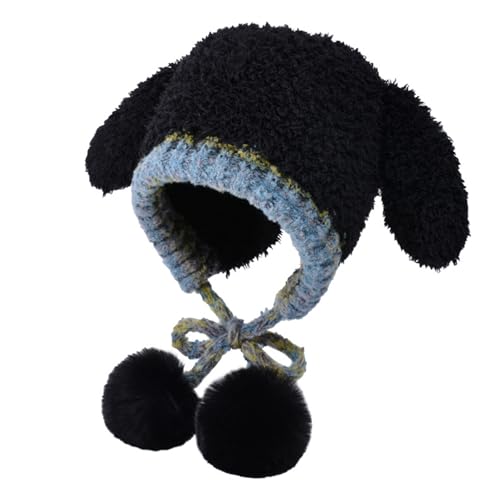 Furry Cartoon Head Covering with Ear for Girls Cartoon Hat with Thicken Lining Oversized Headgear Hat Photo Props4