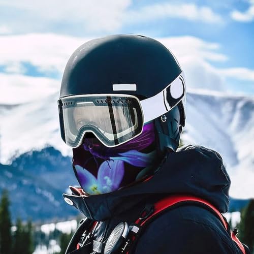 Balaclava para hombre, máscara para esquí, color azul con flores y mariposas moradas, cubre rostro para ciclismo miniatura 5