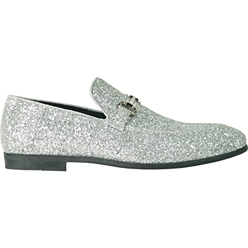 Image of bravo! Men Dress Shoe Prom Slip-on Loafer Lace-up Oxford Cap Toe Metallic Glitter for Wedding Prom Black Blue Green Gold Pink Pewter Purple Silver Red