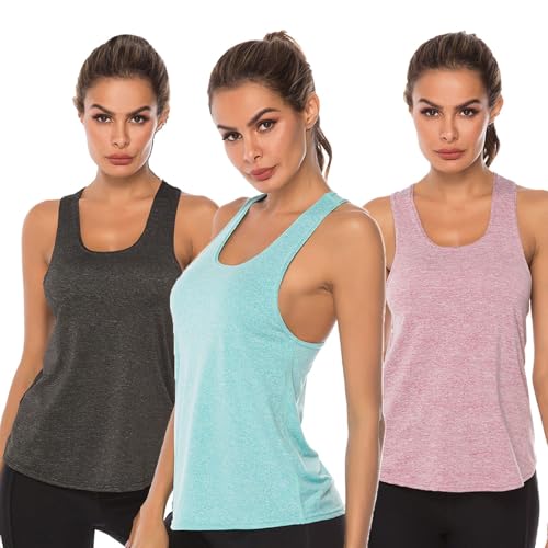 La mejor comparación de Ropa de Ejercicio y fitness para Mujer para comprar hoy. 48 HFDHFGV Paquete de 3 Playeras Blusas Deportivas Mujer sin Mangas, Transpirable Tank Top Mujer Ejercicio,absorbentes del Sudor Tank Top Deportivo, elásticas, adecuadas para...