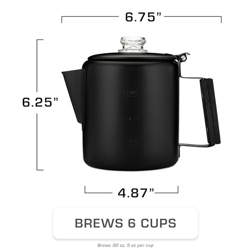 COLETTI Bozeman Black Percolator Coffee Pot — Camping Coffee Pot — America’s Sleekest Percolator – NO Aluminum or Plastic [6 cup] - image 4