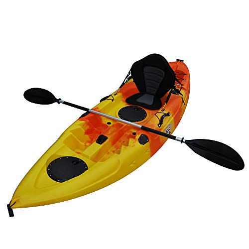 BKC FK184 9' Solo Sit-On-Top Kayak w/Premium Memory Foam Seat -Paddle and Fishing Rod Holders Included